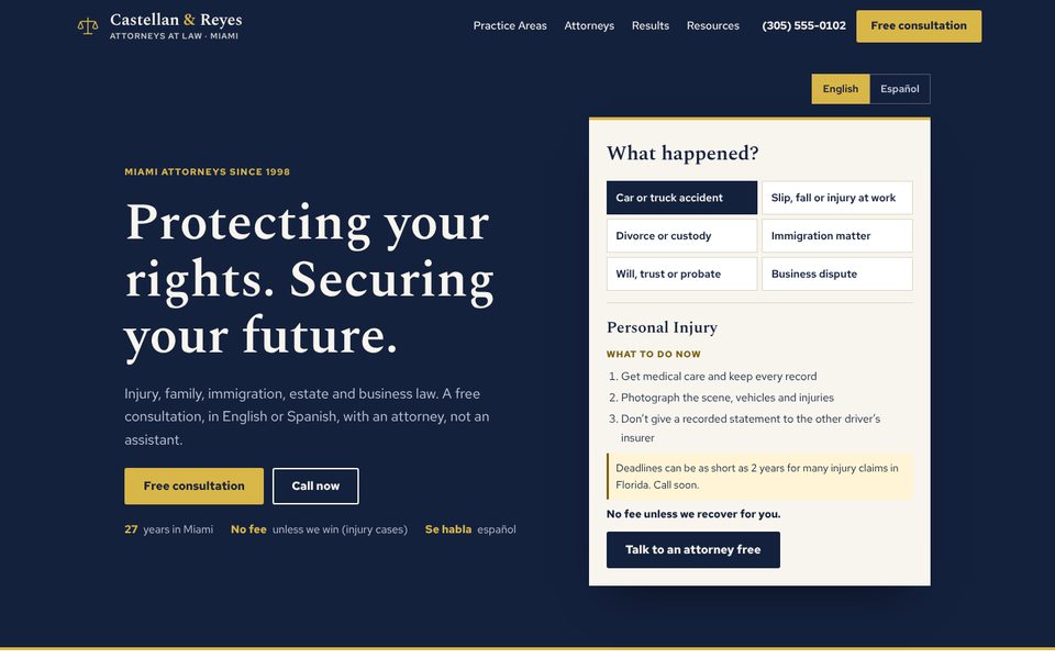 Castellan & Reyes, P.A. website design