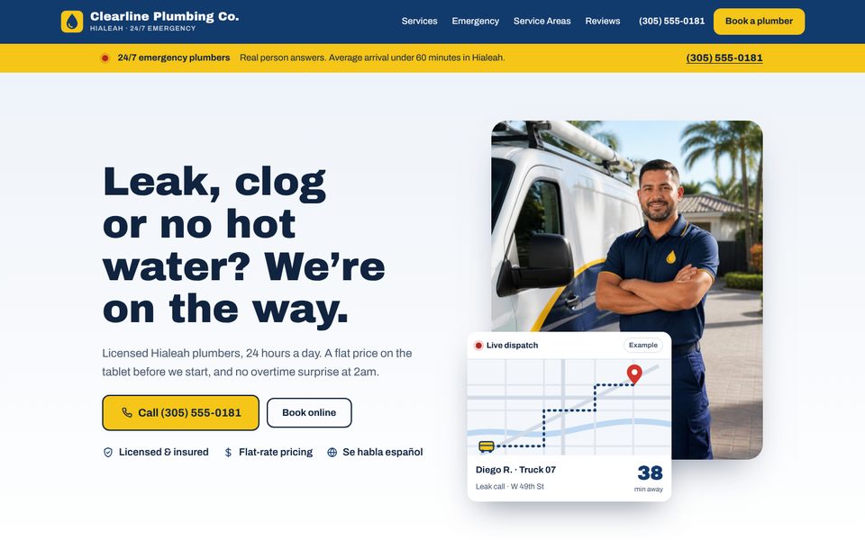 Clearline Plumbing Co. website design